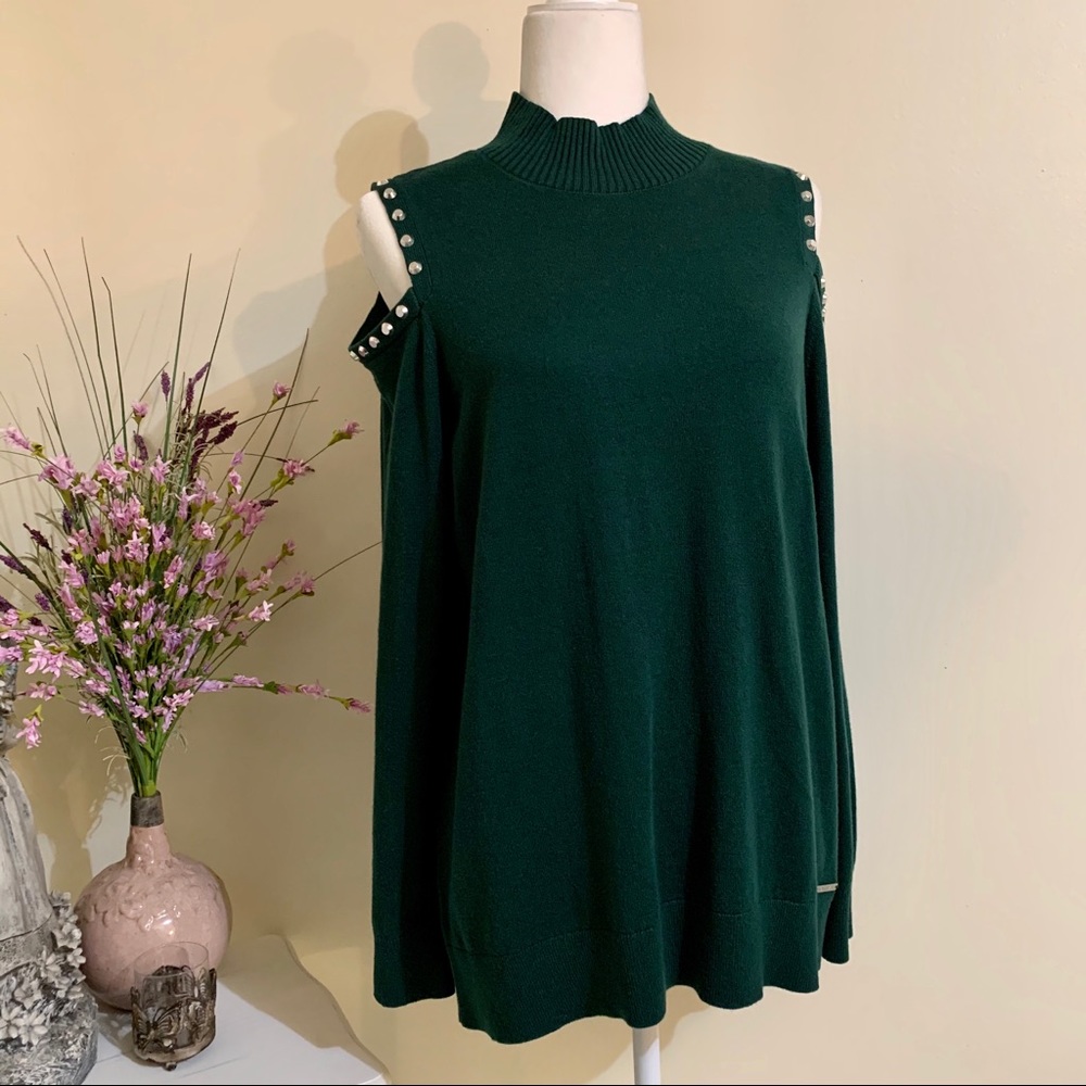Michael Kors Silver Studded Cold Shoulder Top - Picture 3 of 8